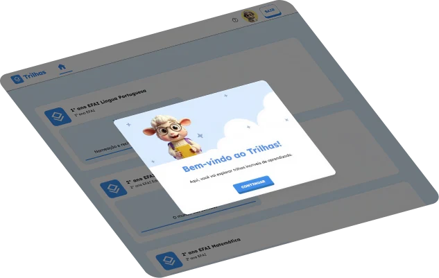 Tela de boas-vindas do app Trilhas com o mascote Lumi